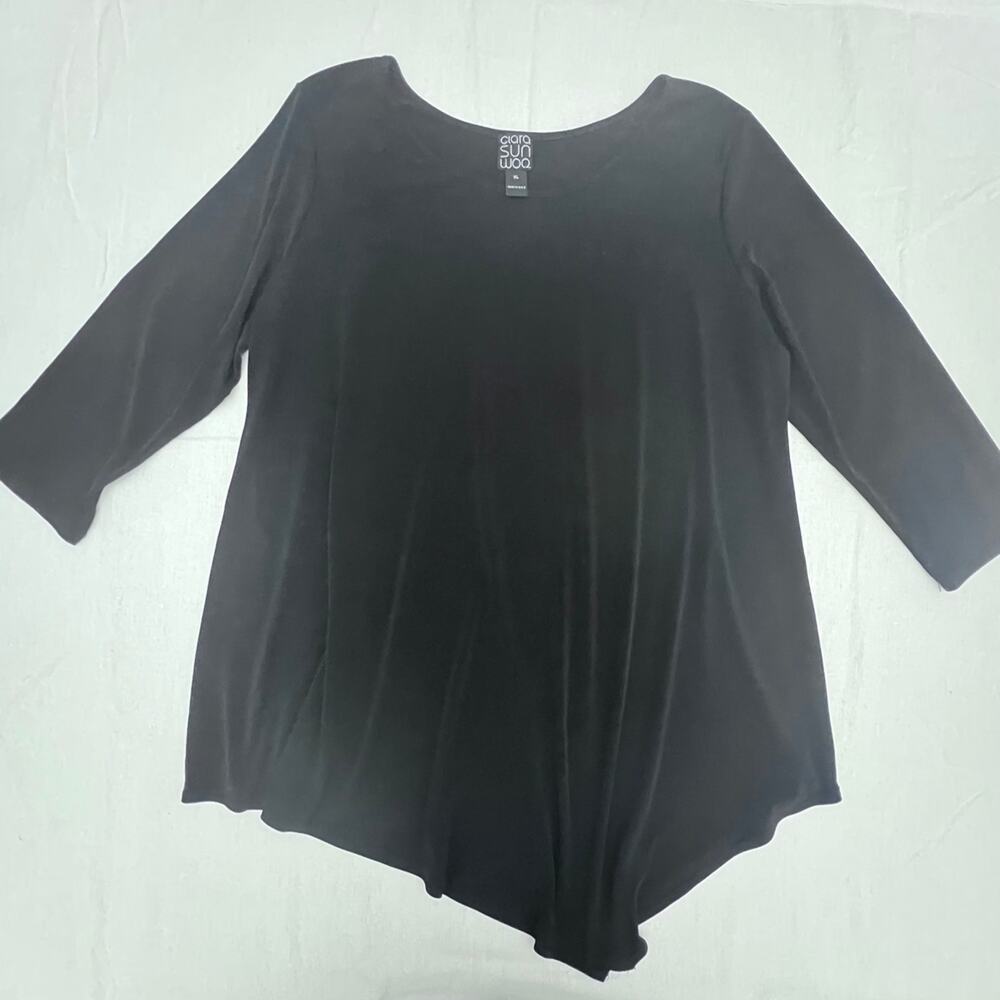 CLARA SUNWOO Women's Black Asymmetrical Top XL